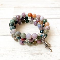 Our Lady of Lourdes Rosary Bracelet Fancy Jasper with Lava Beads